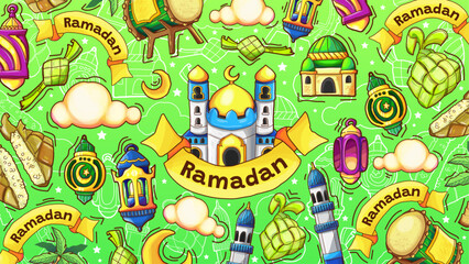 Cute Colorful Hand Drawn Ramadan Wallpaper
