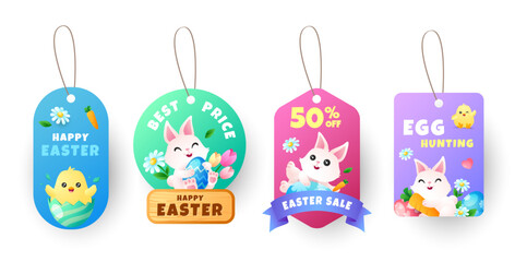 Cute and colorful Easter day sale tag label collection