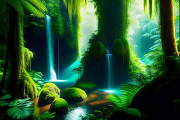 Rendering of The Intricate Beauty of the Rainforest. Generative AI. 
