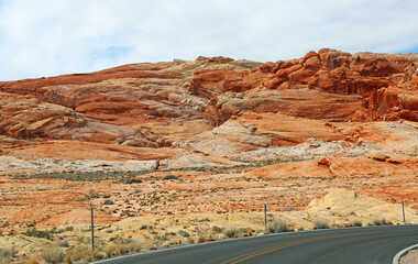 The road and Rainbow Vista - Valley of Fire State Park, Nevada