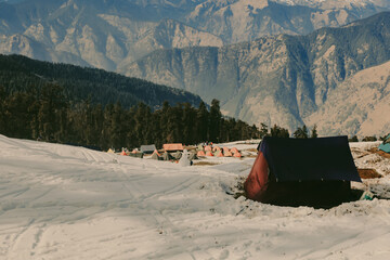  Camping site - Kedarkantha Base Camp in mid December Snow.
