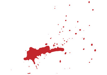 Blood drops effect isolated on white background. Blood stains imitation for Halloween, horror, detective story with murder or other using. Vector illustration.