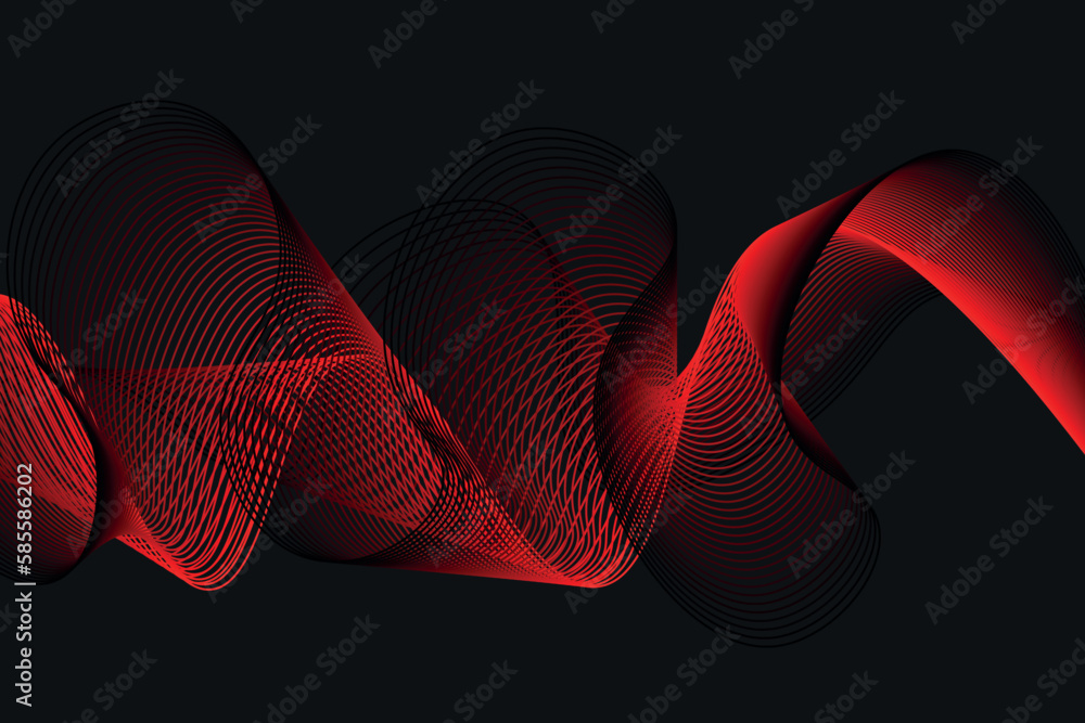 Aufkleber red and black wave abstract background, suitable for landing page and computer desktop background. 3