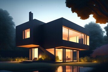modern house in the night