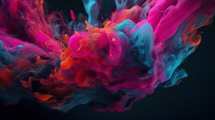 Fototapeta premium Dynamic 3D abstract background: swirling liquids, splashes, cell shading, vibrant colors, bold outlines, soft lighting, limited animation, 8K resolution, depth of field effect.