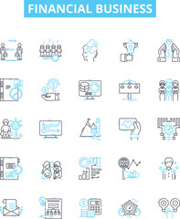 Financial business vector line icons set. Finance, Business, Bank, Investment, Stock, Bonds, Insurance illustration outline concept symbols and signs