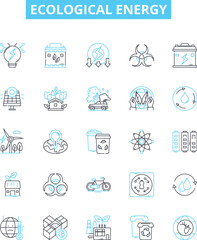 ecological energy vector line icons set. Eco-energy, Sustainable-energy, Renewable-energy, Biofuel, Solar-power, Wind-energy, Hydropower illustration outline concept symbols and signs