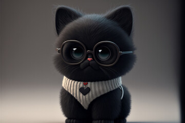 Cute kitten in cartoon style,AI generated