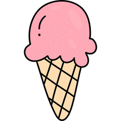 ice cream cone cute doodle icon