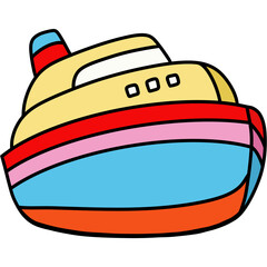summer icon,yacht doodle