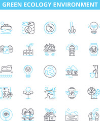 Green ecology environment vector line icons set. Eco-friendly, Green, Ecology, Recycling, Nature, Conservation, Sustainability illustration outline concept symbols and signs