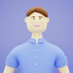 3d character. Cute cartoon business, business man avatar, Minimal style, Handsome cartoon character, 3d render.