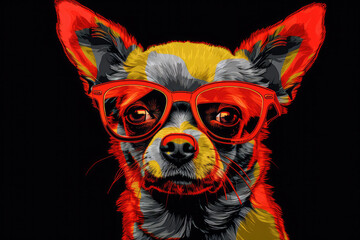 portrait of a dog with glasses- made with generative ai