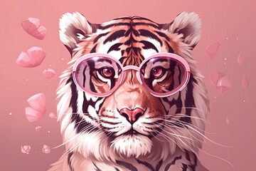 white tiger head with glasses - made with generative ai