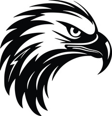 eagle head, black and white isolated on white background, mascot, design element for business, shirt, t shirt, logo, label, emblem, tatoo, sign, poster, Vintage Design, emblems, Vector illustration