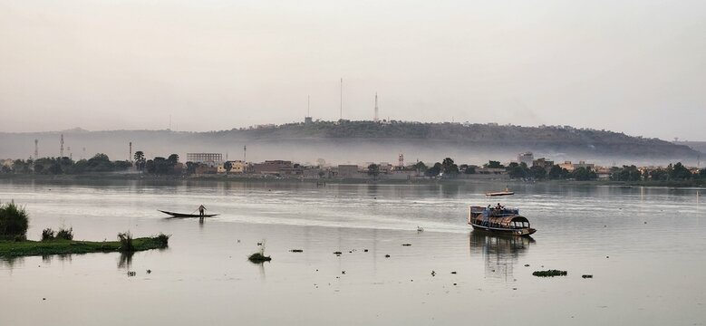 beutiful skyline with Niger river in Bamako