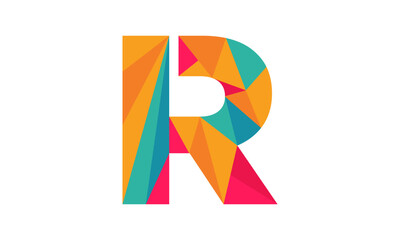 Letter R alphabet abstract vector design