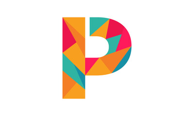 Letter P alphabet abstract vector design