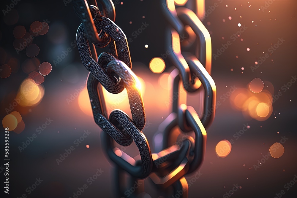 Aufkleber vertical closeup of a metal chain against a hazy background generative ai