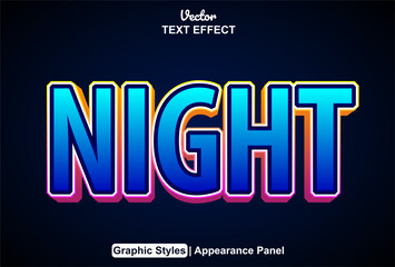 night text effect with blue color graphic style editable.