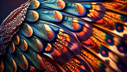 Vibrant butterfly wings closeup. Generative AI