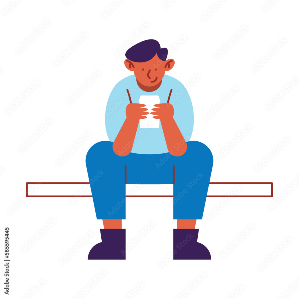 Poster man using smartphone