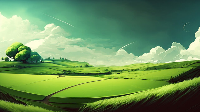 green landscape Background / Backdrop / Wallpaper / Home screen / Lock screen / Desktop Background, generative, ai