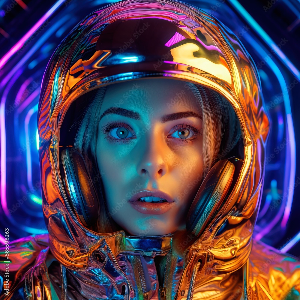 Wall mural portrait of an astronaut in a spacesuit. high-tech astronaut from the future. generative ai art.