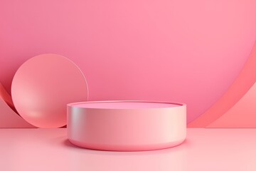 circular object resting on a pink background. Generative AI