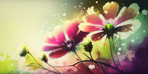 Beautiful flowers digital painting. 