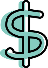 Symbols representing money, dollar bills