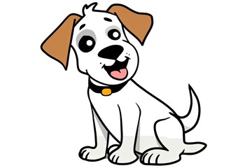 Fototapeta premium happy cartoon dog sitting with its tongue out. Generative AI