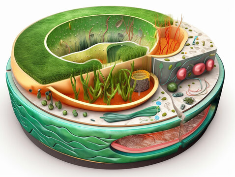 A Surreal Illustration of a Plant Cell | Generative AI