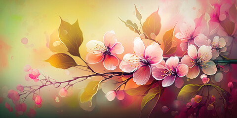 Beautiful spring flowers art digital painting