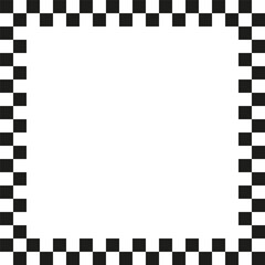 Checkers frame in line art style. Geometric seamless pattern. Vector illustration.