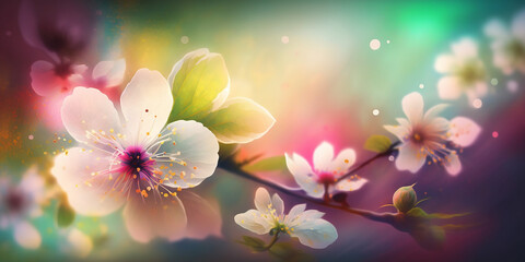 Fototapeta na wymiar Beautiful spring flowers art digital painting
