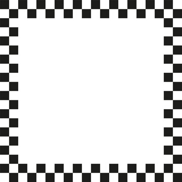Checkers frame in line art style. Geometric seamless pattern. Vector illustration.