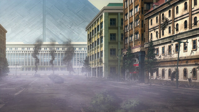 Anime background landscape wallpaper old village, old city, old street, isekai, unreal