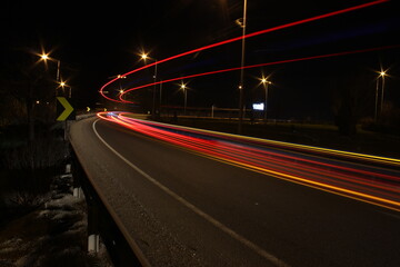 Fototapeta na wymiar beautiful view of transportation lights on the road at night time