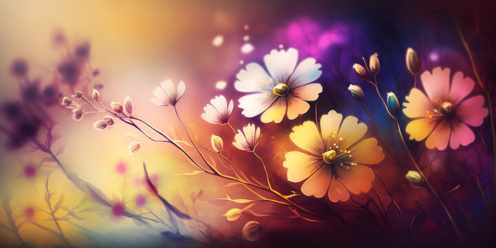 Closeup beautiful flowers painting graphic design, wallpaper background.