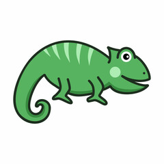 Сhameleon on white background. Vector illustration of doodles for children.