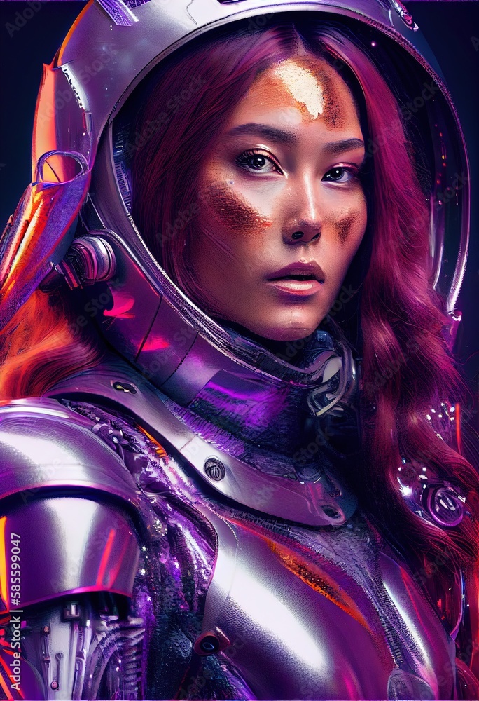 Wall mural portrait of an astronaut in a spacesuit. high-tech astronaut from the future. generative ai art.