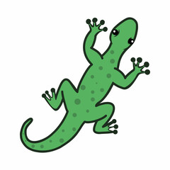 Gecko. Cute lizard on  white background. Vector doodle illustration. Sticker for children.