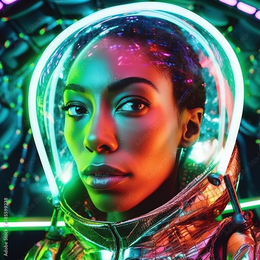 Wall mural portrait of an astronaut in a spacesuit. high-tech astronaut from the future. generative ai art.