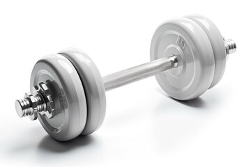 Naklejka premium pair of chrome dumbbells on a clean white background. Generative AI
