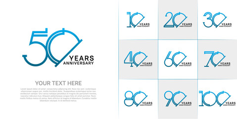 Fototapeta premium set of anniversary logotype blue and black color for special celebration event