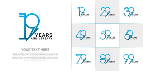 set of anniversary logotype blue and black color for special celebration event