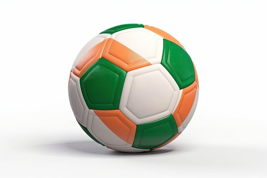 soccer ball with the Irish flag design. Generative AI