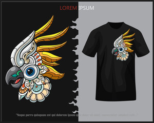 Colorful cockatoo head mandala arts isolated on black t-shirt. © REYYARTS