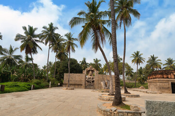 Medieval Lakshmi Narasimha stone temple built in the year 1528 at Hampi Karnataka, India